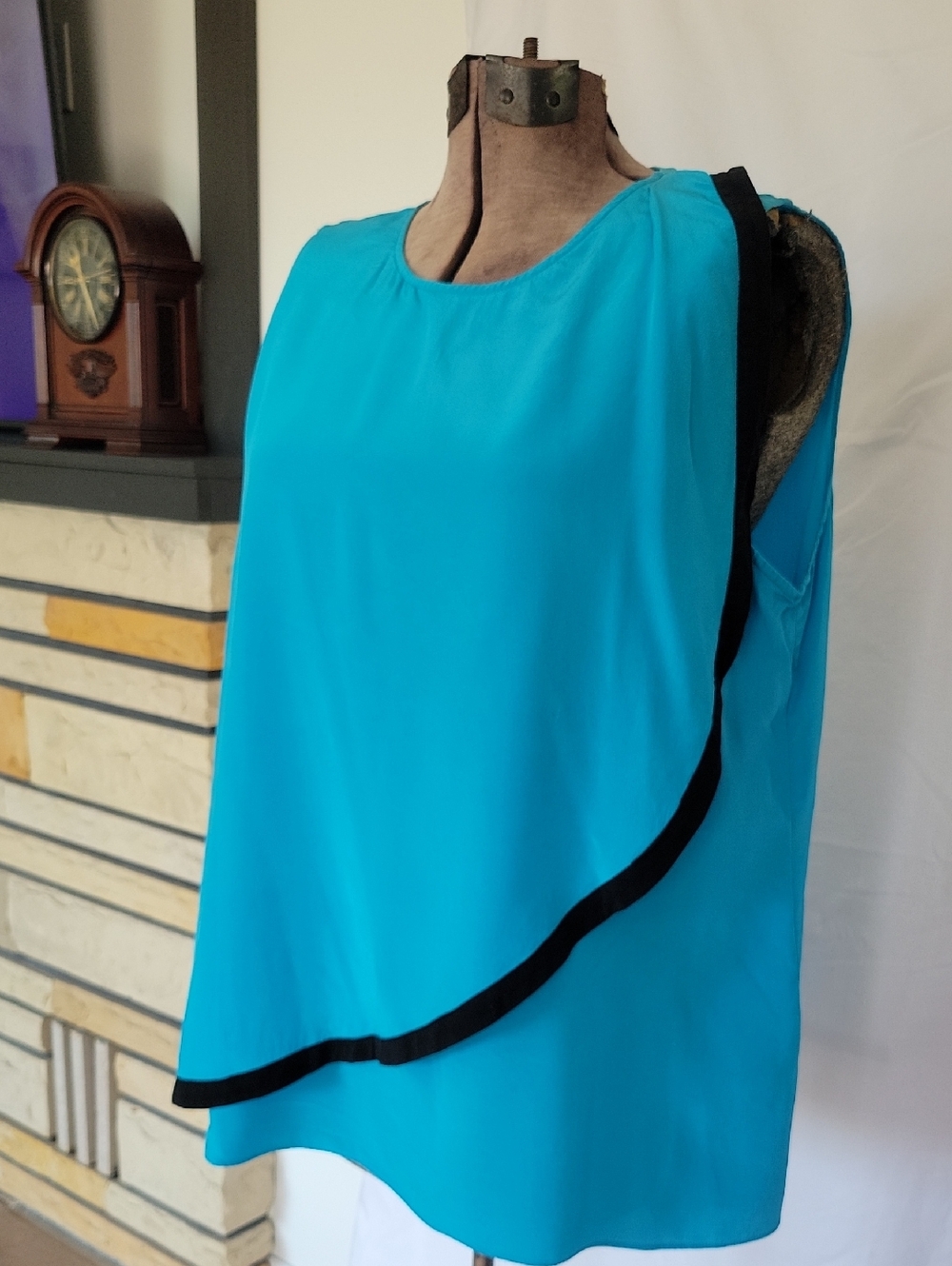 LAUREN Ralph Lauren Silk Top, 16, Blue/Black - Picture 2 of 10